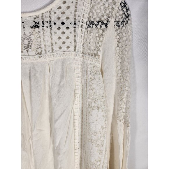 Knox Rose Womens Top Hi Low Cream Boho Lace Whimsy Fairycore XL - Picture 2 of 11